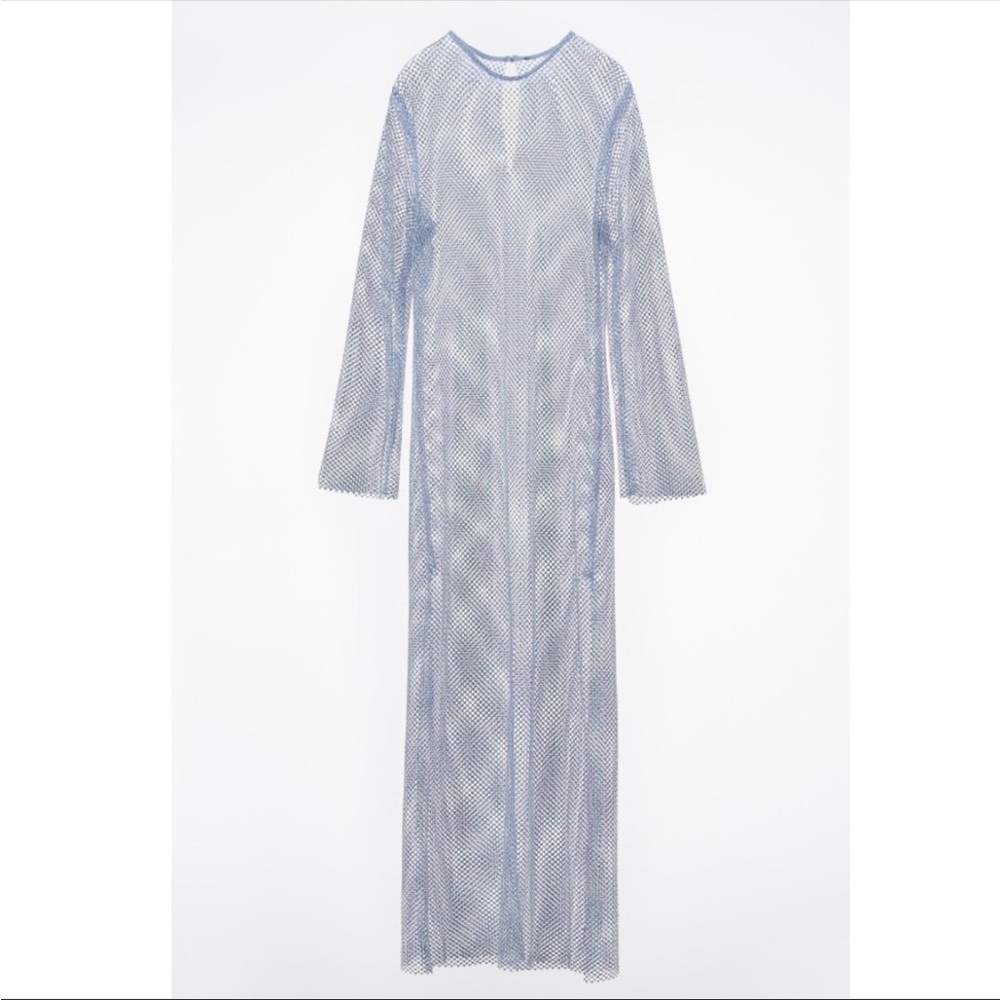 NWT Zara Blue Rhinestone Dress - Picture 8 of 16